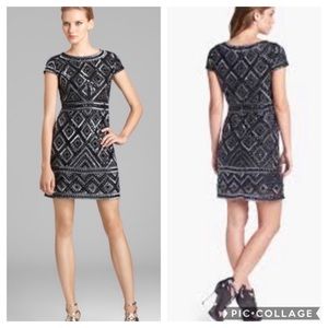 Adrianna-Papell short sleeves beaded gun metal dress